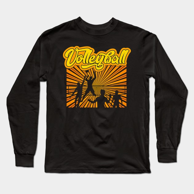 Vintage Retro Style Volleyball Player Long Sleeve T-Shirt by JB.Collection